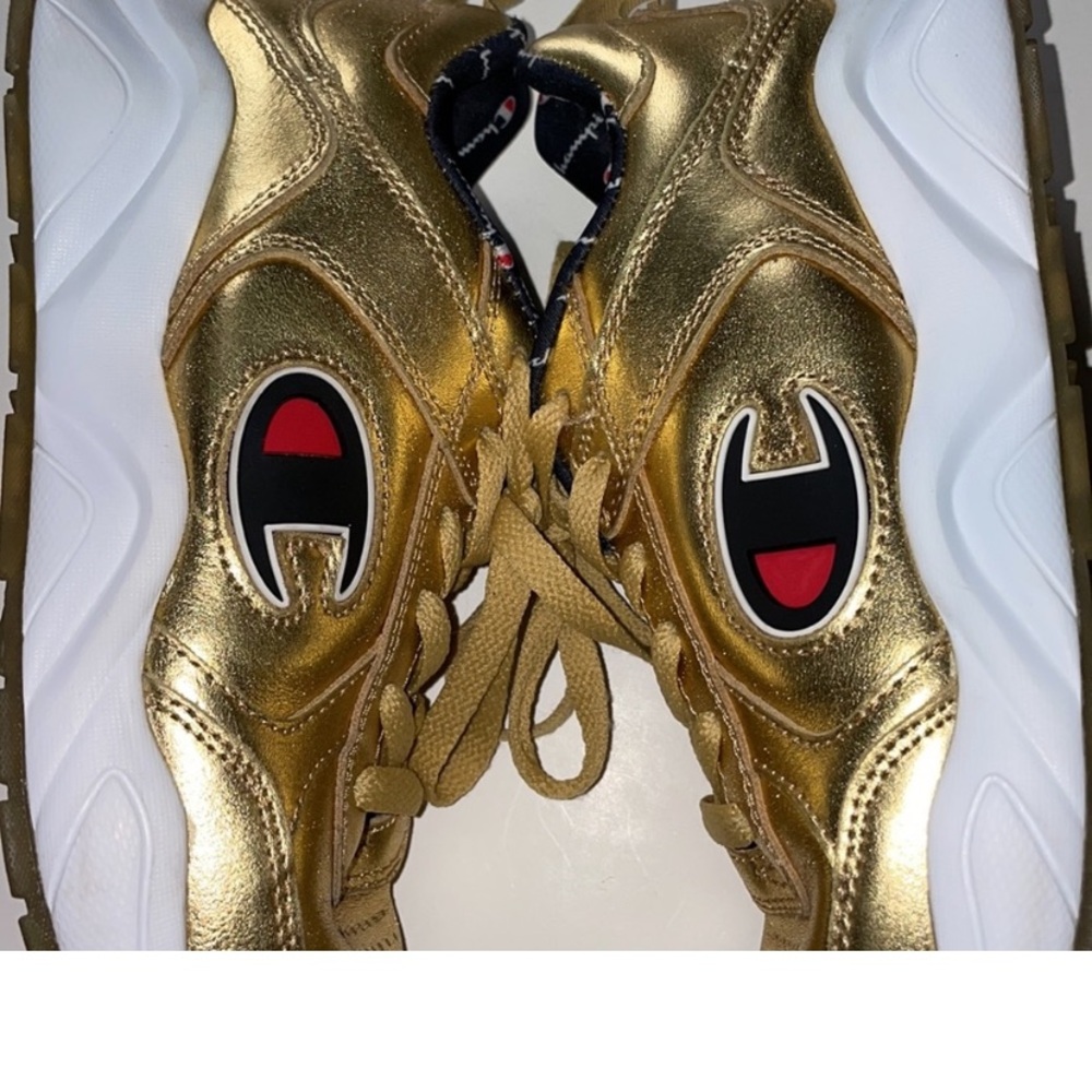 Champion gold leather sneakers 8 woman 6.5 youth - Picture 4 of 10
